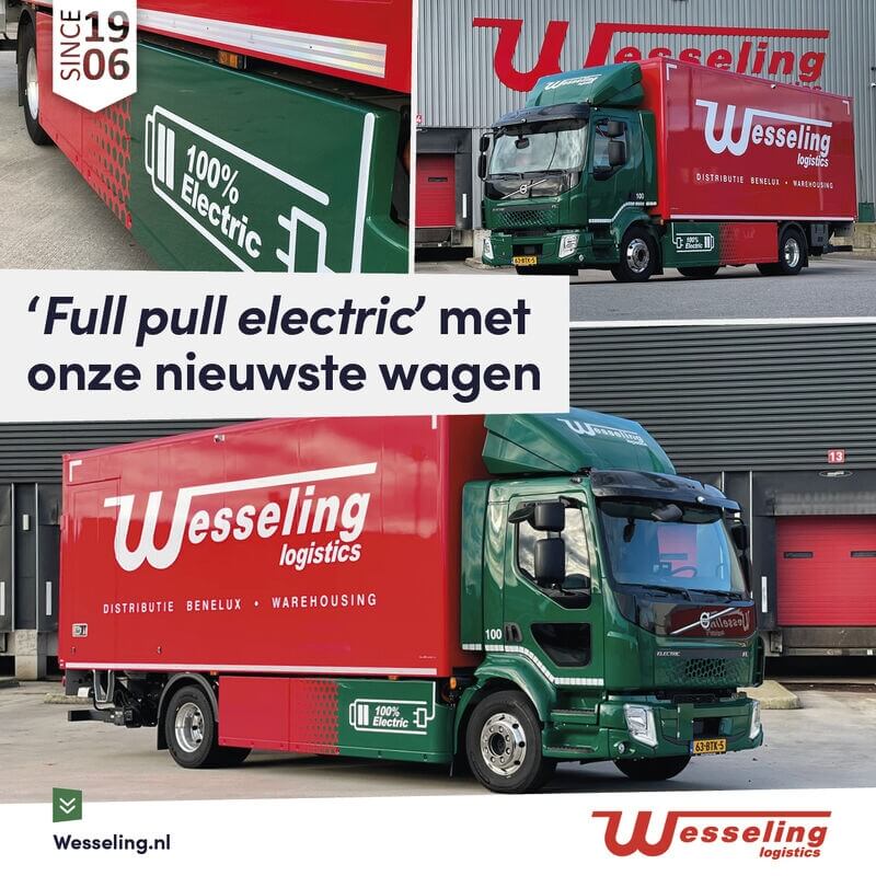 Afbeelding voor: Electrische transport mogelijk met onze partner Wessling Logistics